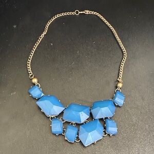 Elegant Blue and Gold Statement Necklace